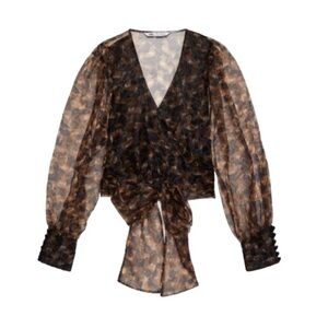 New with tags! Zara organza floral bow shirt